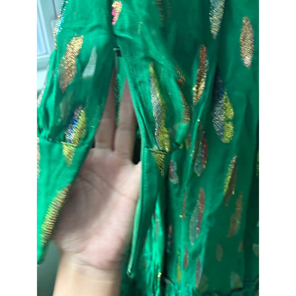 Eryn Metallic Print Tie Waist Long Sleeve Maxi Dress - Picture 3 of 8
